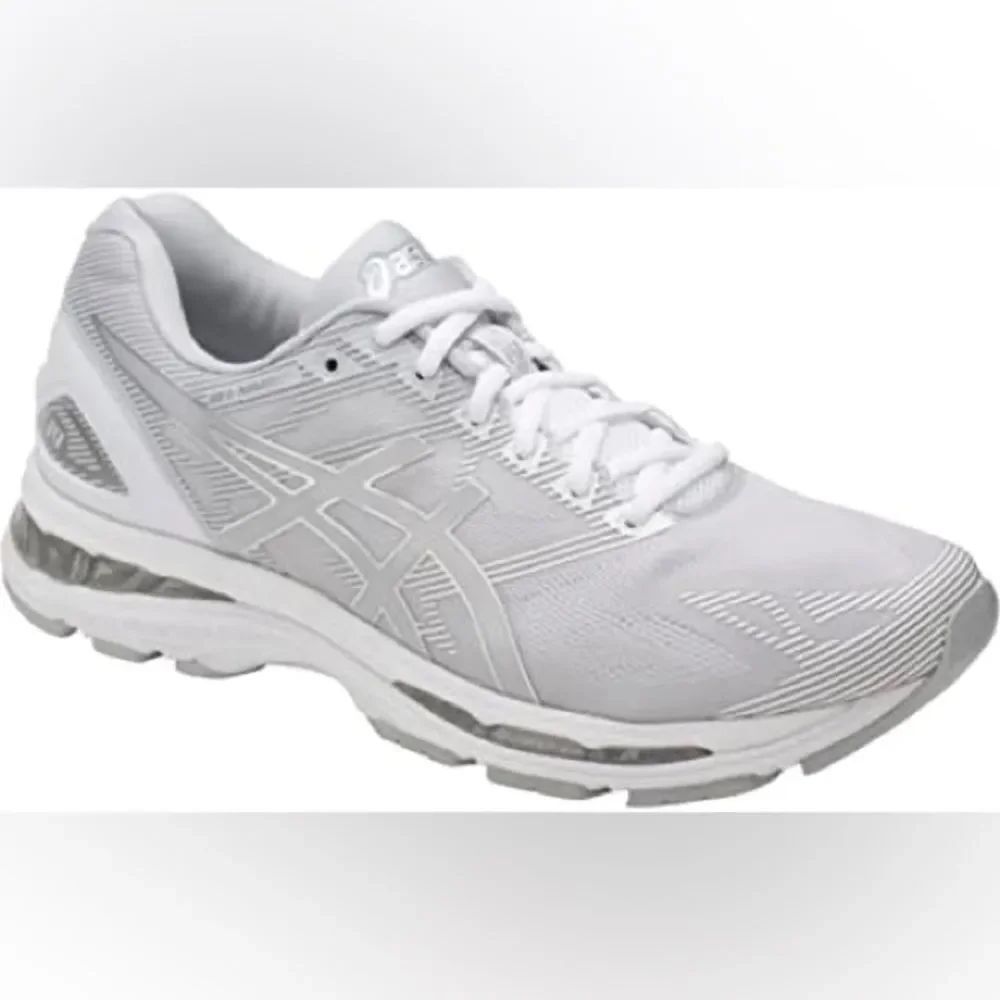 ASICS Gel Nimbus 19 MenโsโGlacier Grey Silver White Men Tennis Sz, Size 9 Unisex